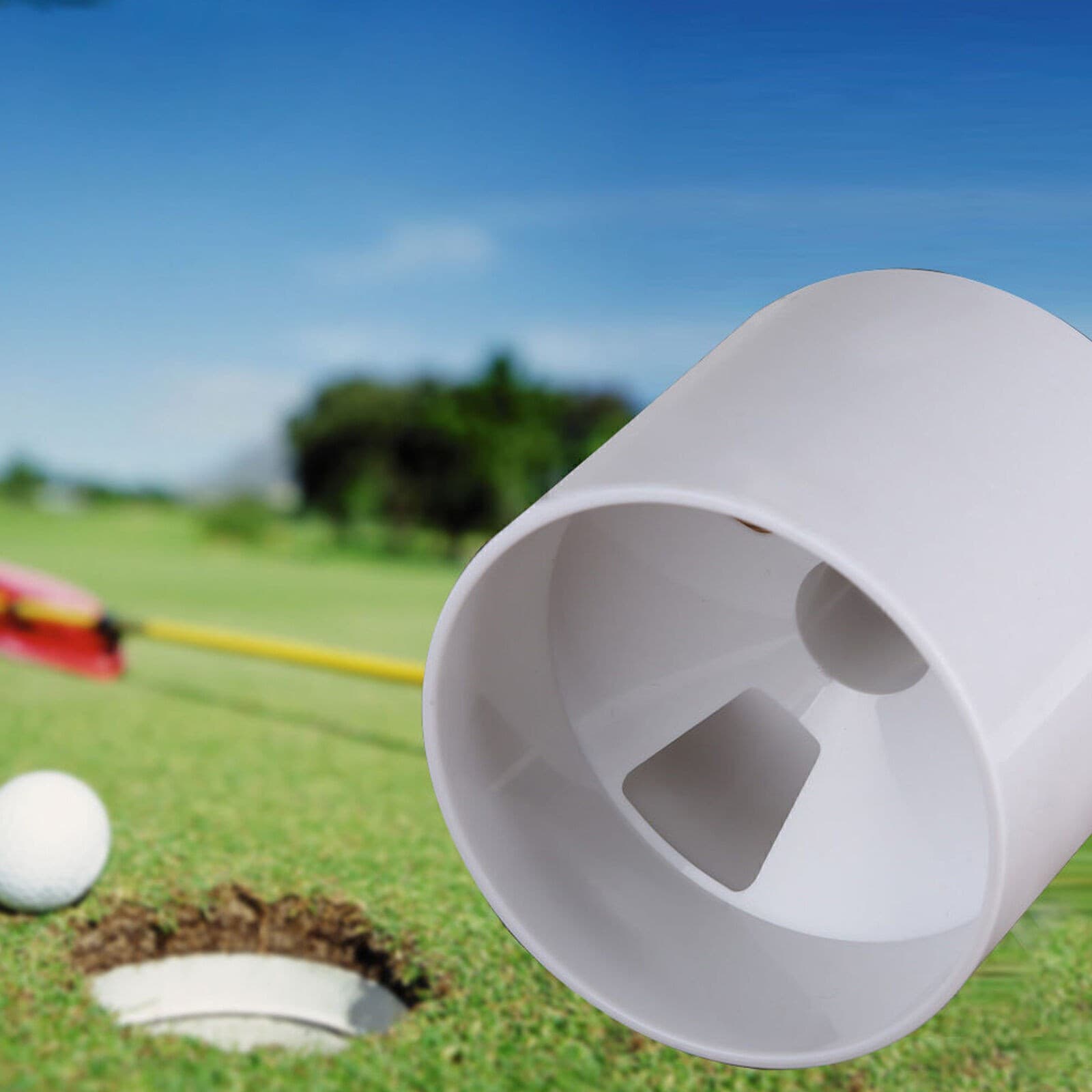 1 x Backyard Practice Golf Hole Pole Cup Flag Stick Putting Green Flagstick 3.9" 3