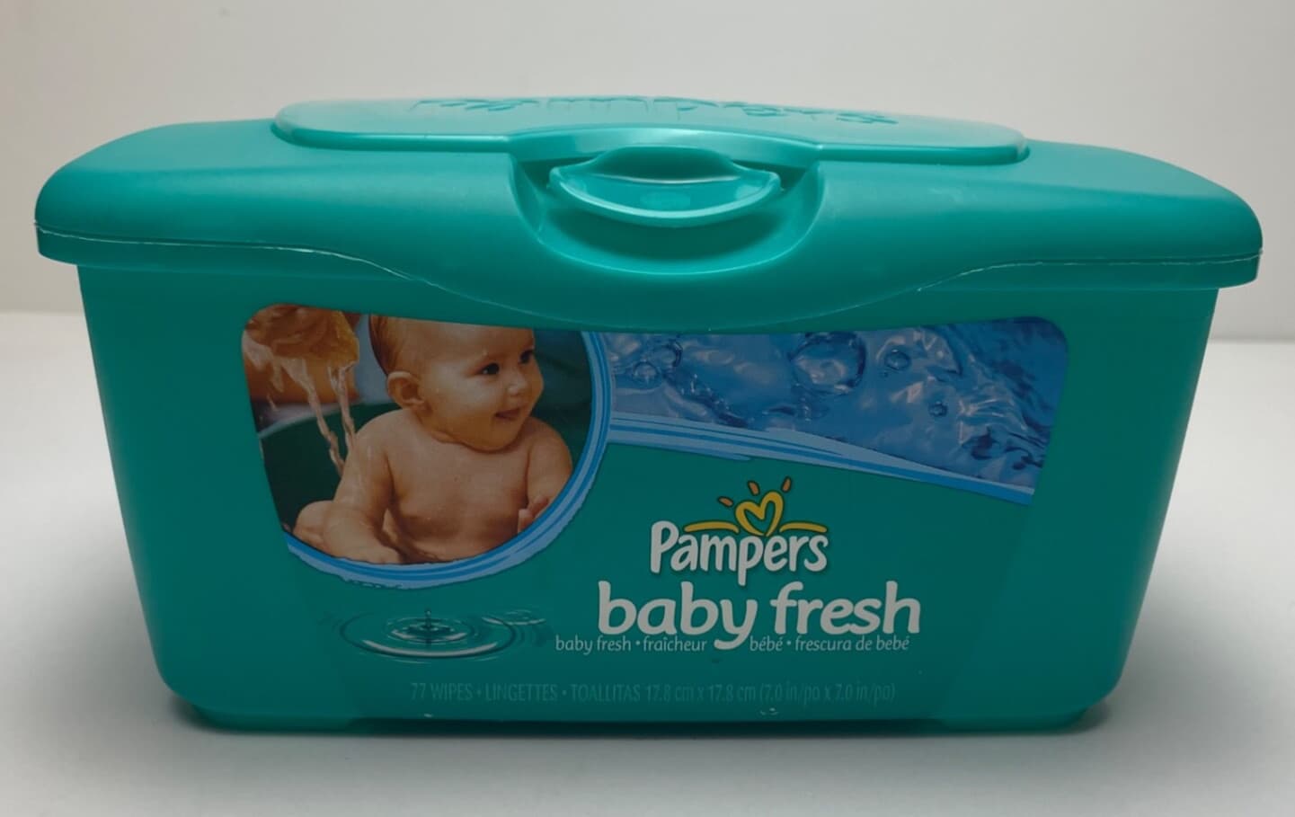 Empty Pampers Baby Wipes Dispenser  Pop Up Container Only Teal Blue Green