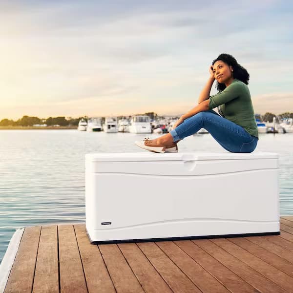 Resin Marine Dock Box Weather-Resistant with Handles and Lid Durable 130 Gal. 6