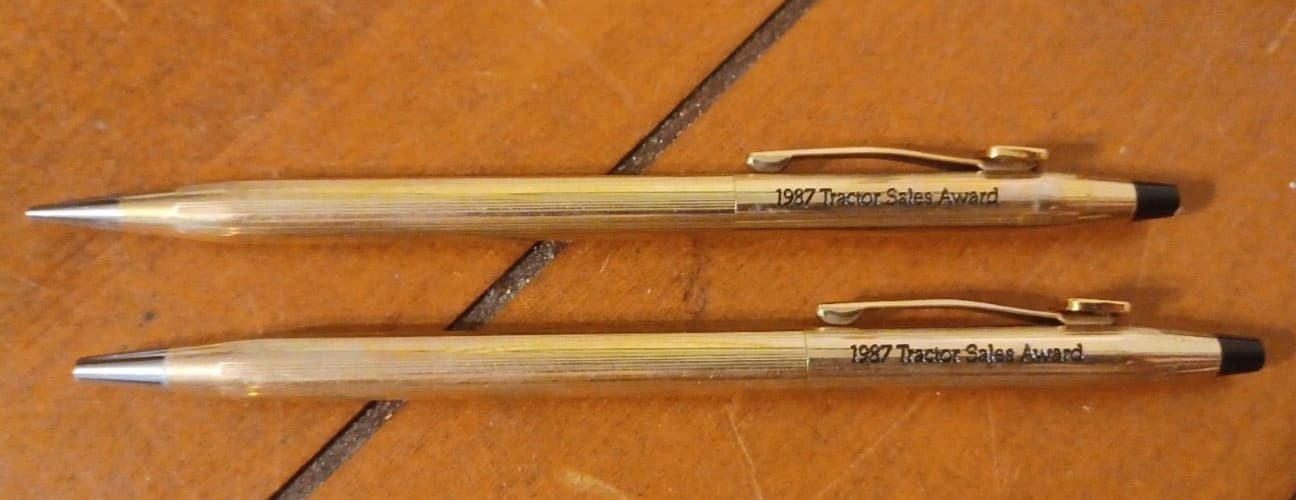 VTGE CROSS John Deere 1987 Tractor Sales Award 10K GOLD FILLED Pen Pencil 150yrs 4