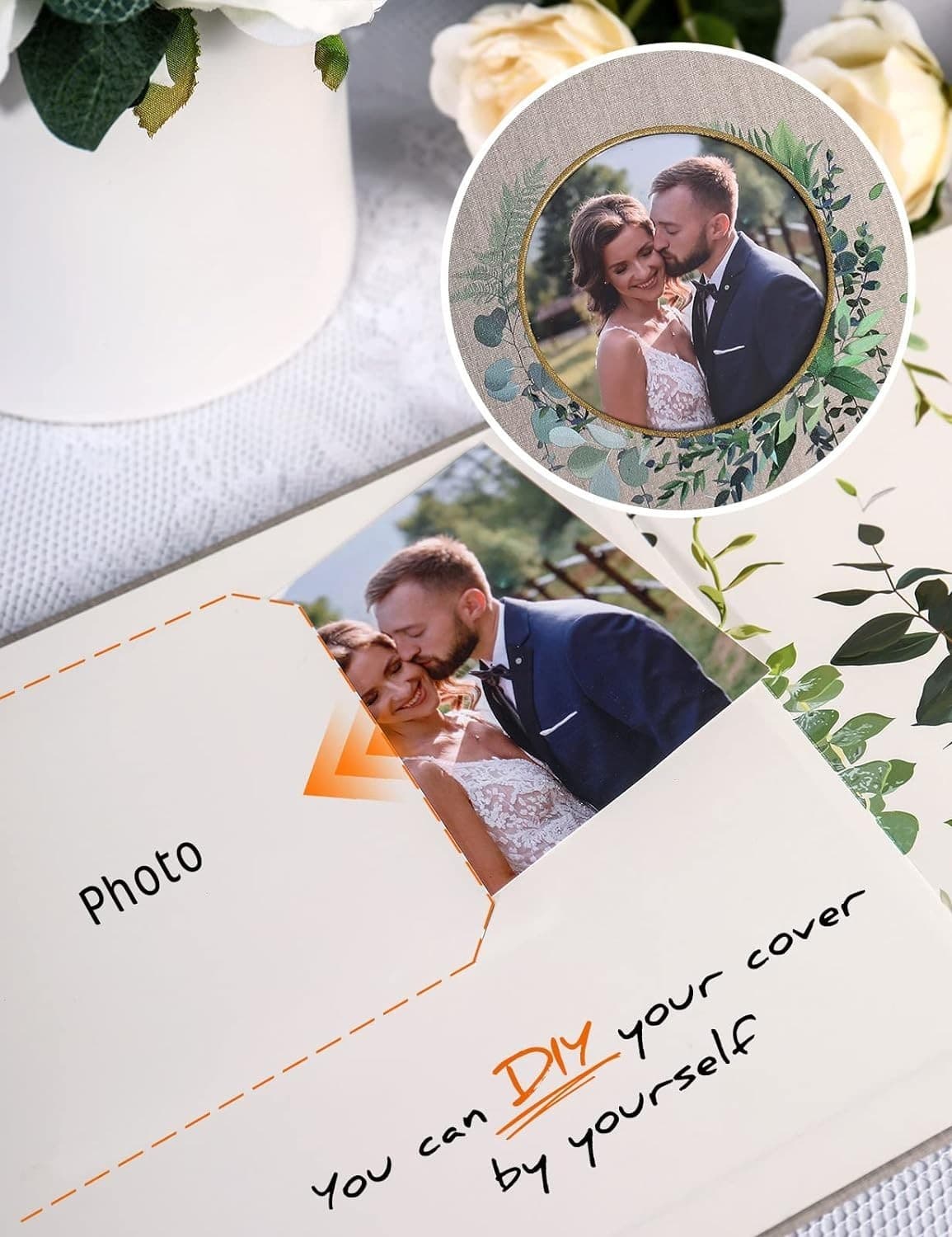 Wedding Guest Book Polaroid Photo Frame Linen Hardcover 100 Pages 5