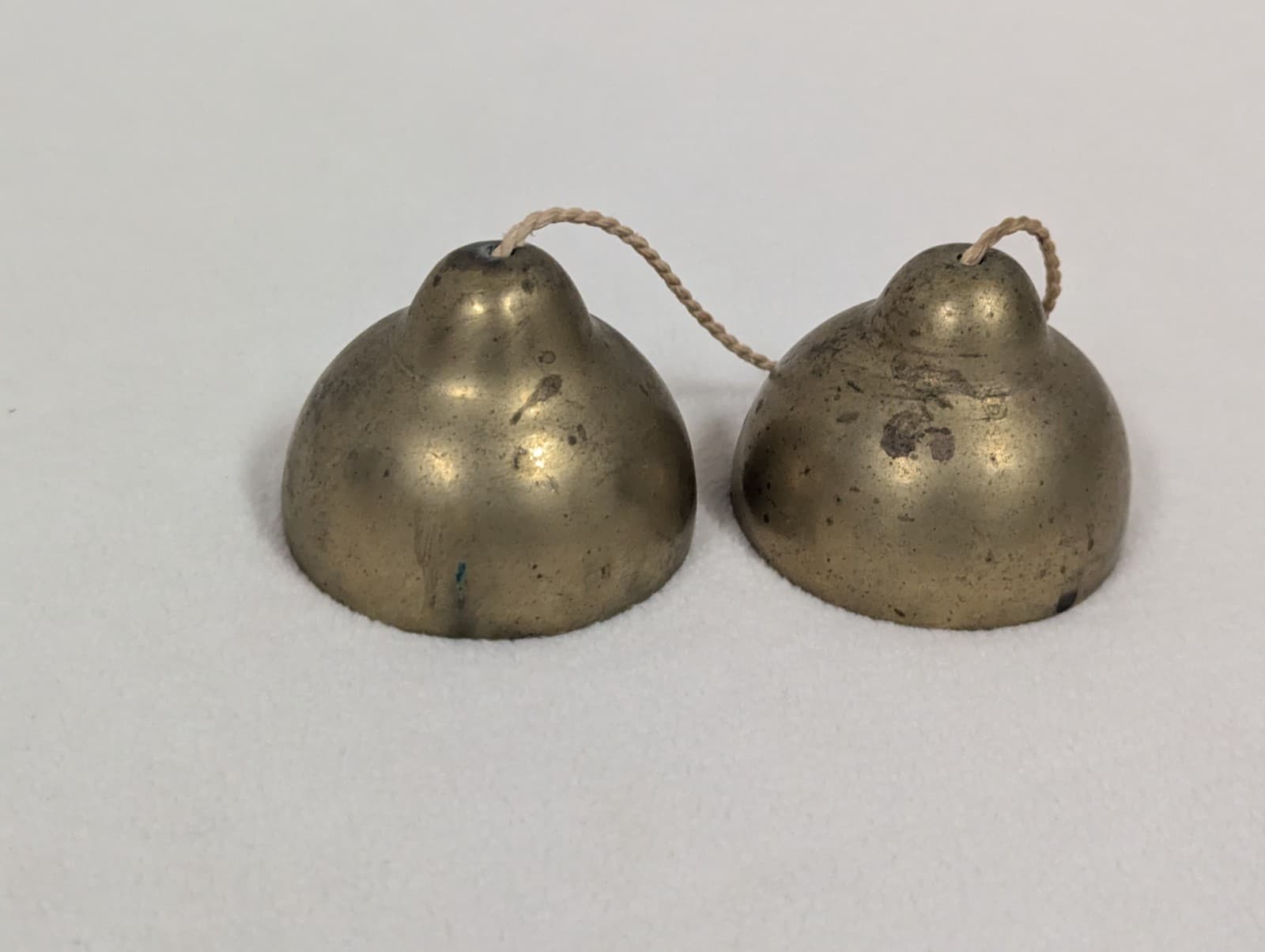 Vtg Antique Brass Chinese Finger Si Cymbals Clapper Musical Instrument Pengling 3