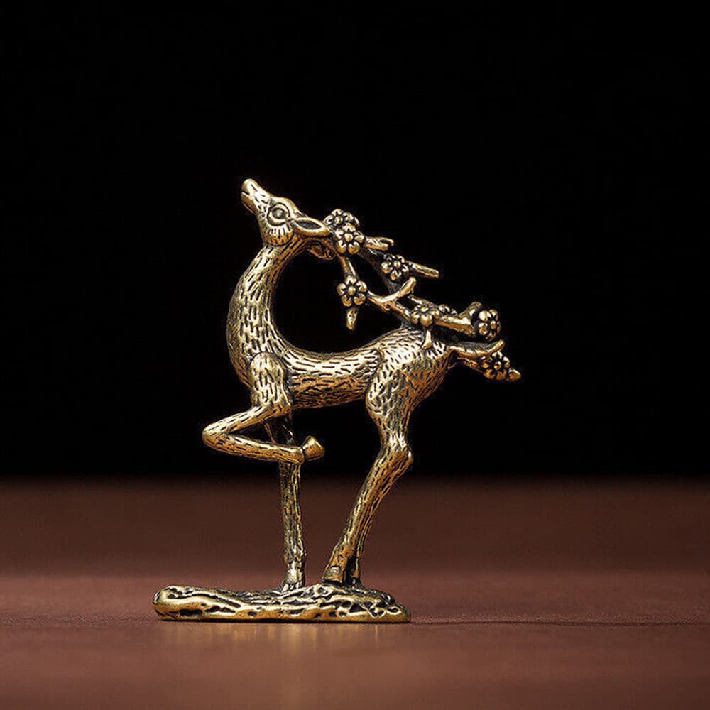 Solid Brass Deer Figurine Statue Home Ornaments Animal Figurines Gift New 1pc 2