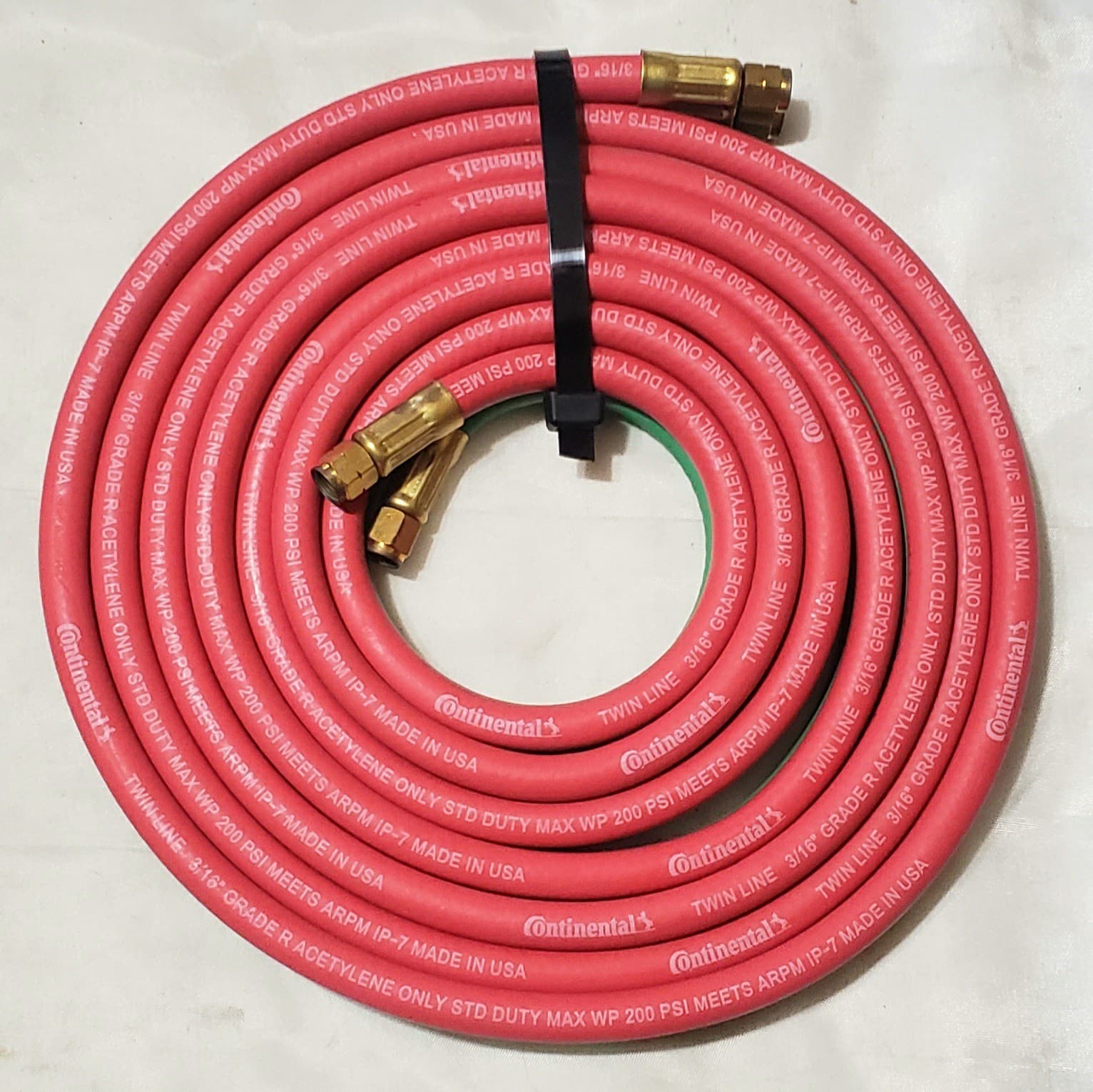 Grade R 12' x 3/16" Twin Welding Torch Hose A Size Oxygen Acetylene Continental