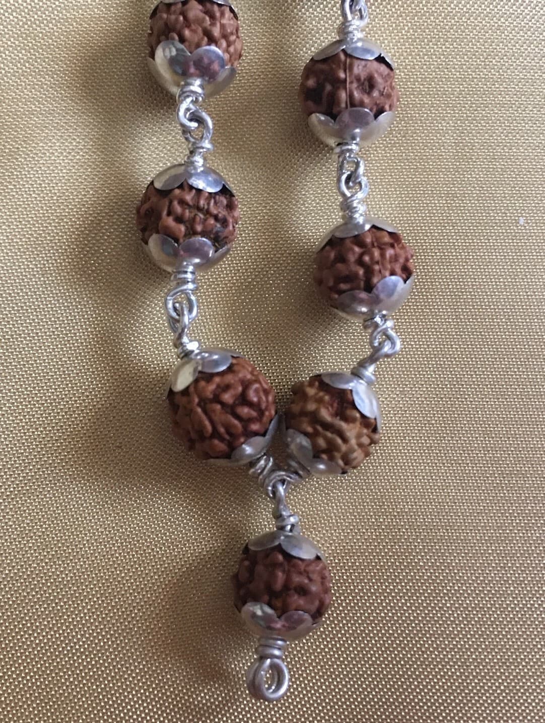 Rudraksha Mala, 54 beads, sterling silver, new, japa, 8mm beads, prayer beads 2