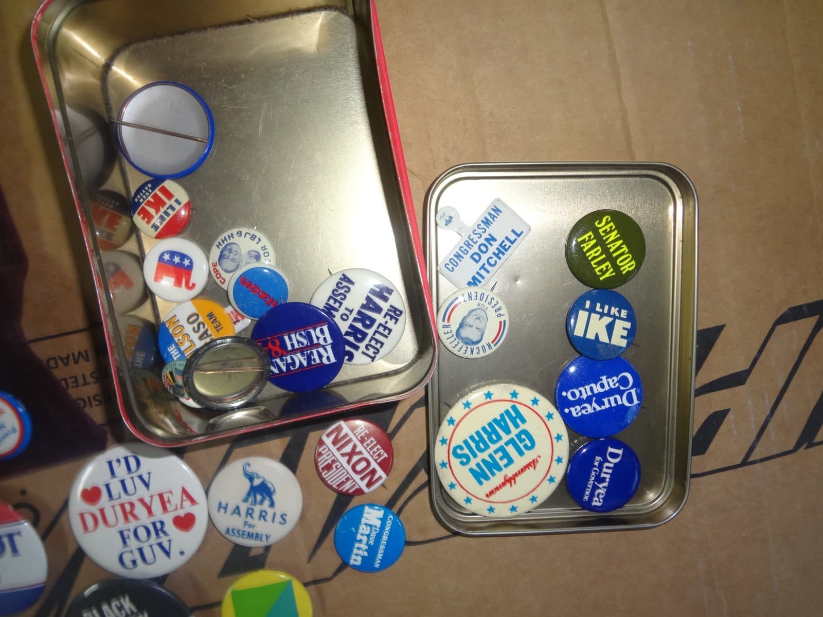 Lot of over 75  Vintage Campaign Buttons between 1952 to 2008   s#shelfH3 3