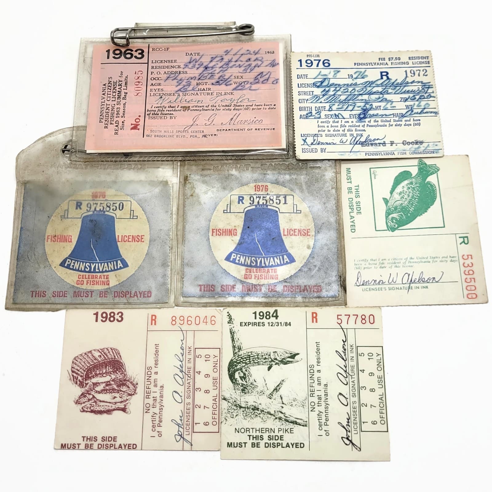 Vintage Pennsylvania PA Resident Citizen Fishing License Lot • 1960's - 1980's 2