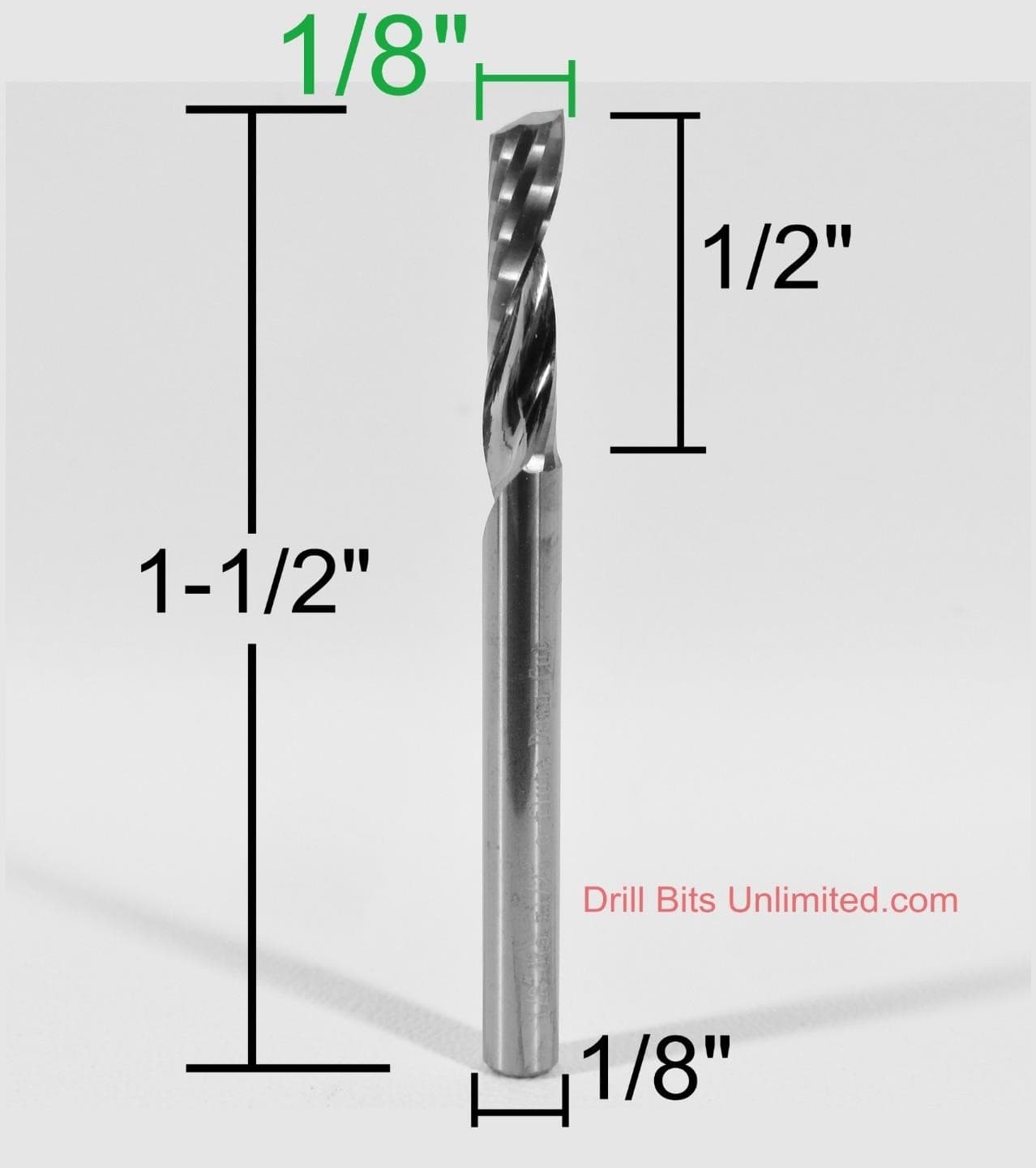 1/8" Single Flute End Mill for Aluminum Acrylic Plastic UP-CUT USA Made M230 2