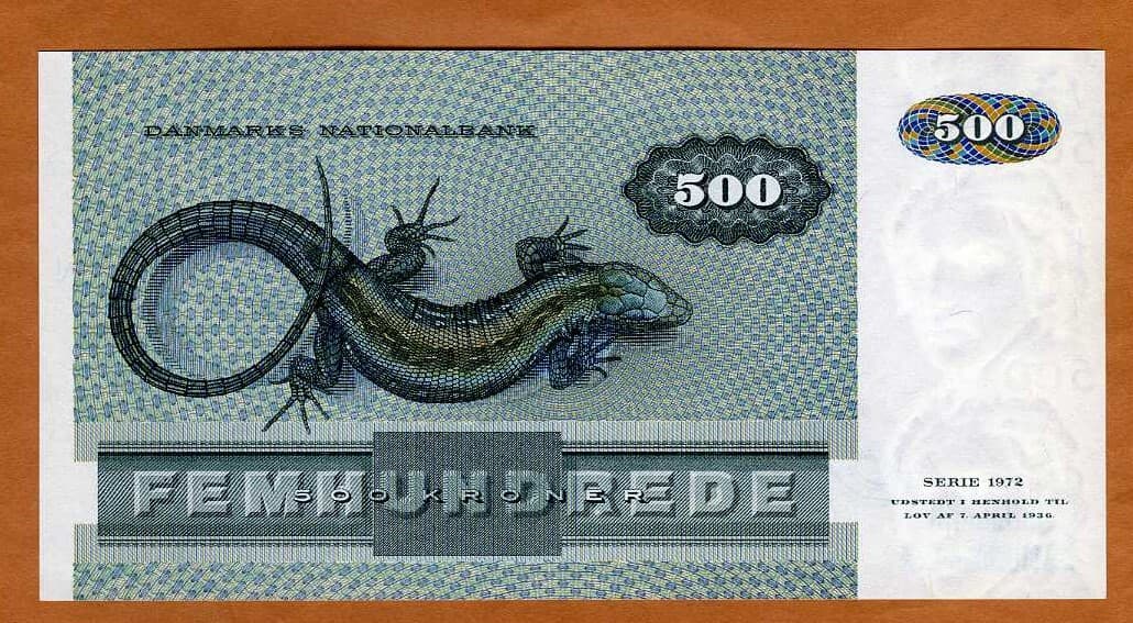 Denmark, 500 Kroner, serie 1972, 1976, P-52b, UNC 2