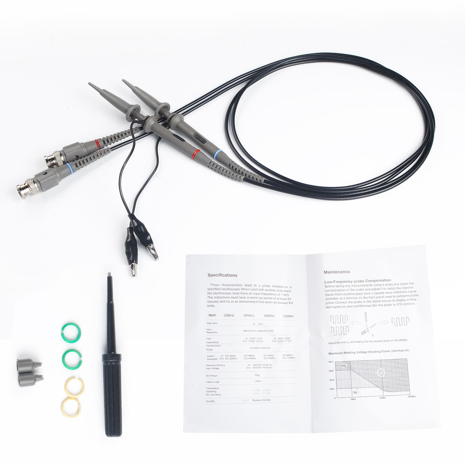 2-Pack P6100 Oscilloscope Clip Probes 100MHz Kit 1X 10X For HP Tektronix 6