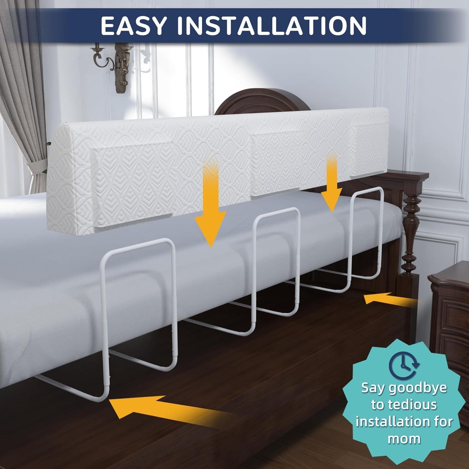 Bed Bumper for Toddlers Foam Safety Guard Soft Bed Rail for Kids 59 in 3 Rails 5