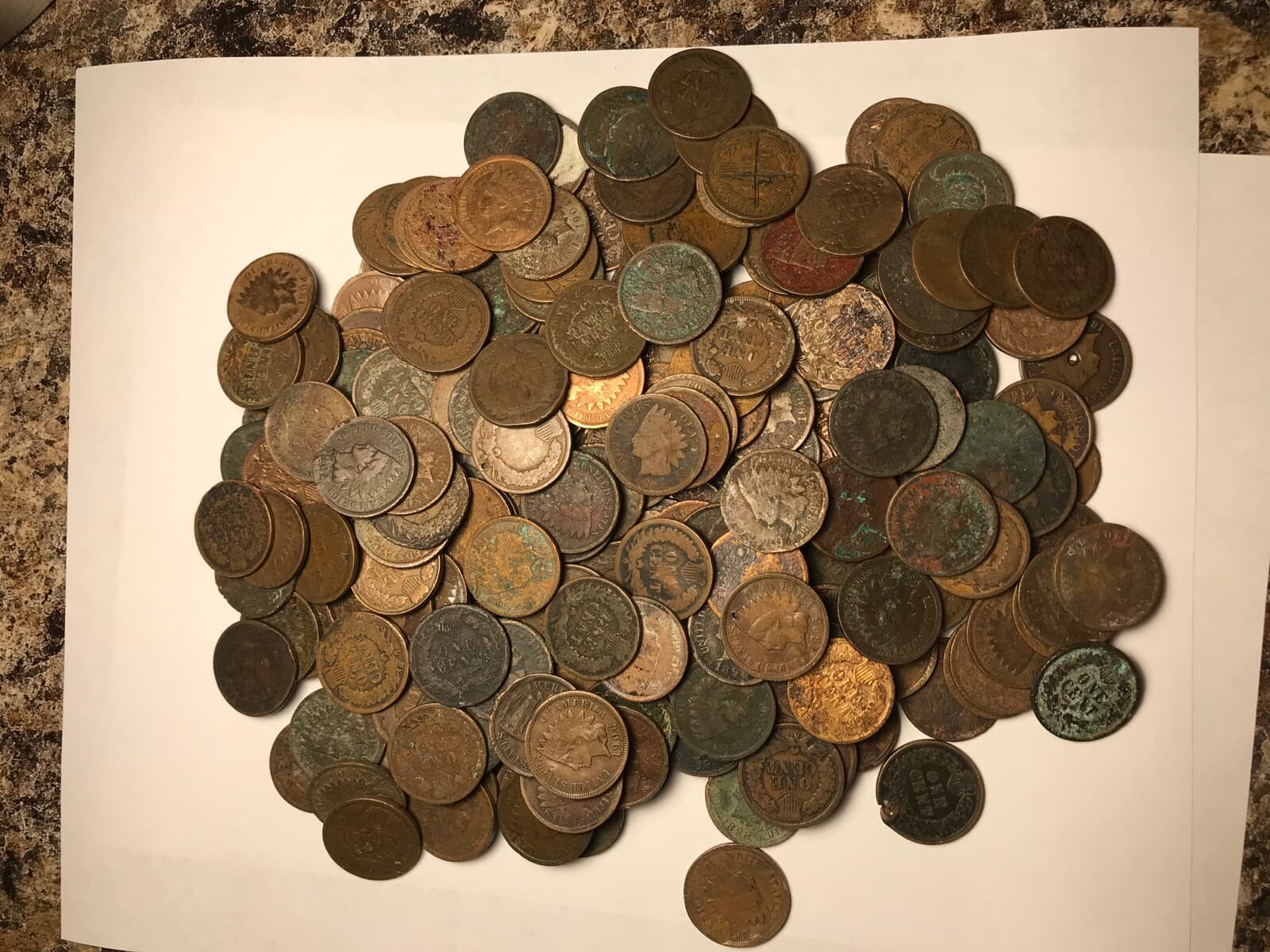 Roll of 50 Coins Mixed Indian Head Cent Pennies in CULL / JUNK / WORN condition 2