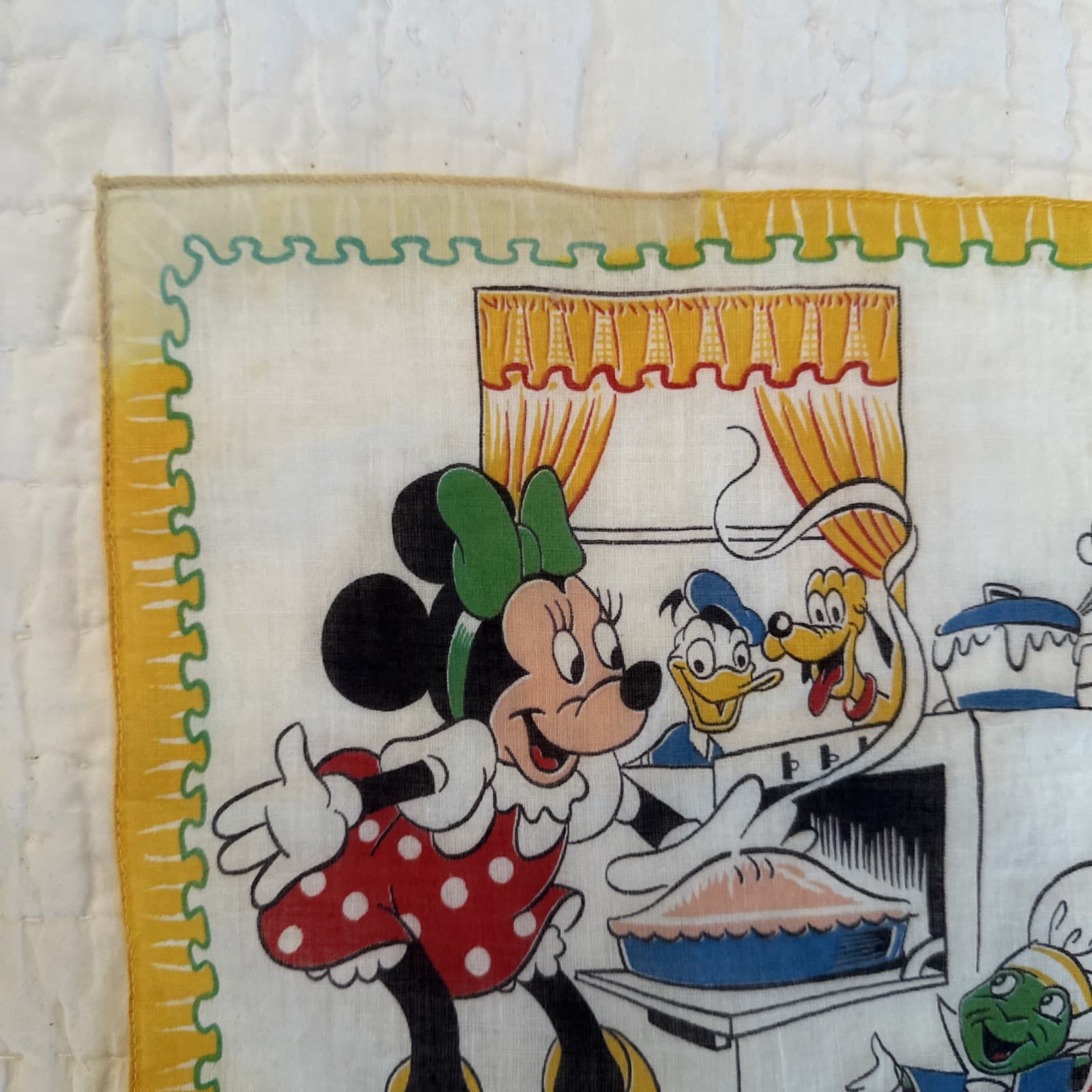 2 Vintage Child's Cotton Handkerchiefs Hankies Walt Disney Minnie Mouse Friends  6