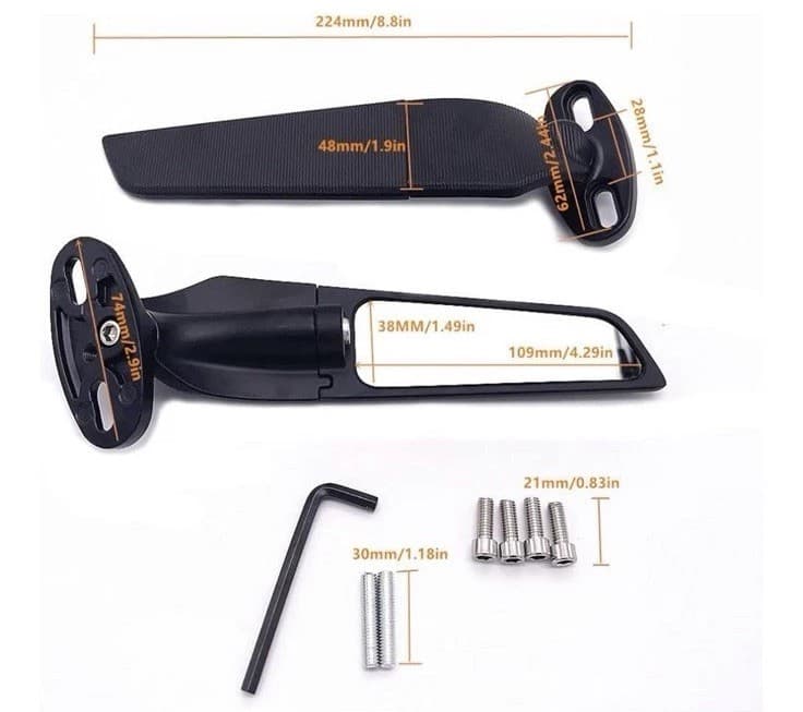 Motorcycle Mirrors Wing Rearview Mirrors Compatible with Ninja-Standard model 3