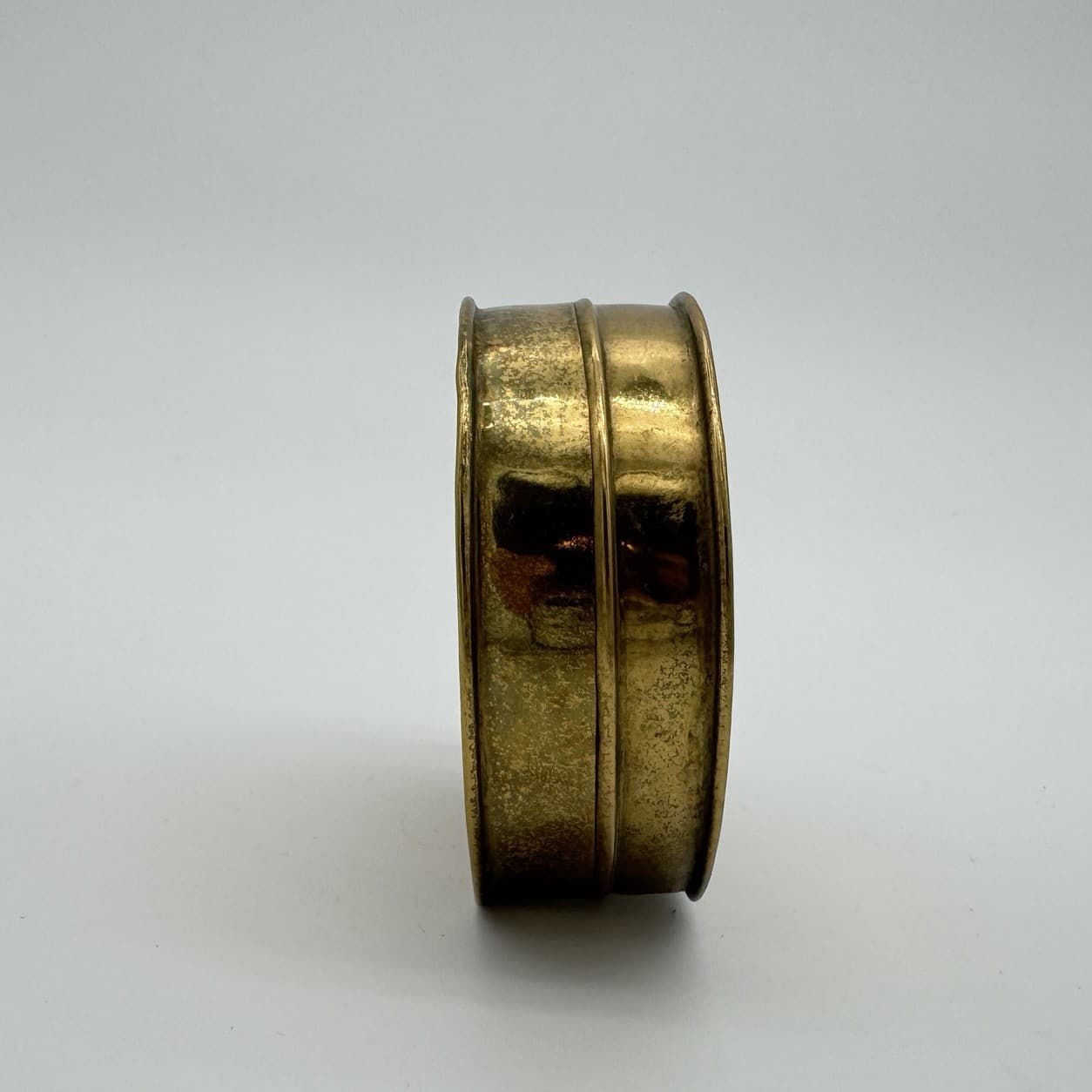 VTG Brass & Copper Woven Hinged Basket Trinket Box 3.75” Oval Case Basketweave 2