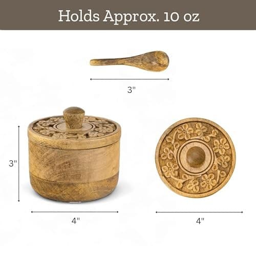  Salt Pepper Pinch Bowls, Vintage Salt Box Cellar with Wooden lid | Wood White 5