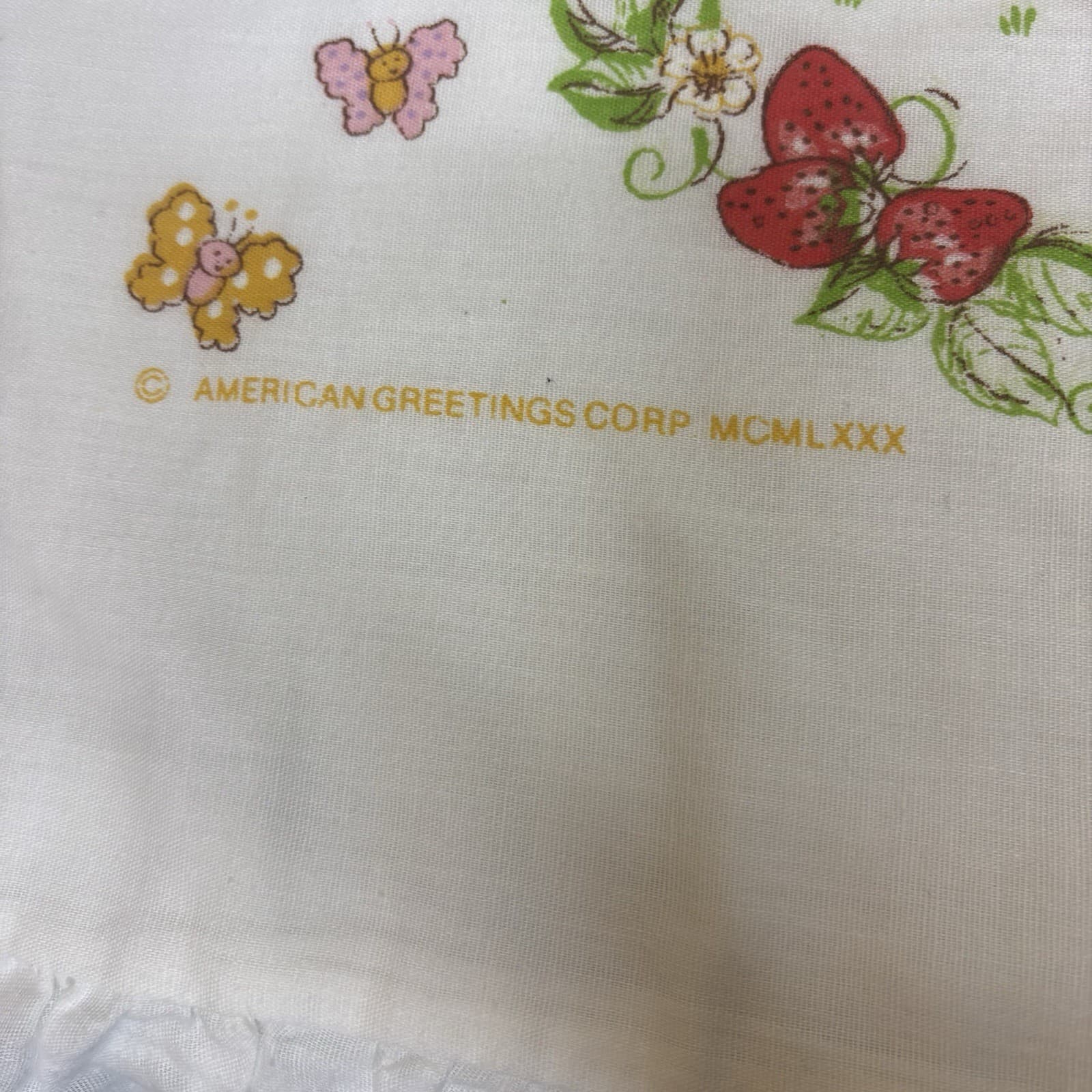 VTG American Greetings Strawberry Shortcake Ruffle Pillow Sham Set 2 White 1980 3