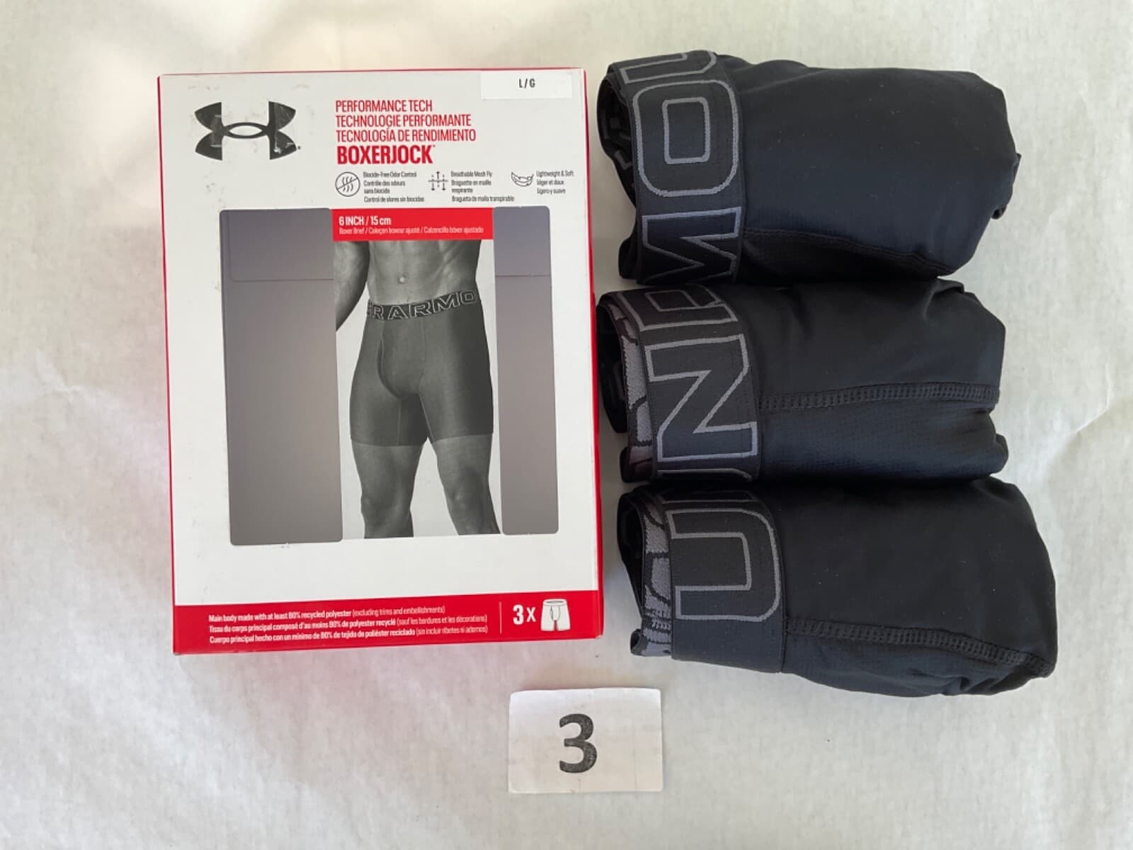 Under Armour 6 inch Tech Boxer Brief New Tag Men Sizes Box Contains 3 Boxerjocks 4