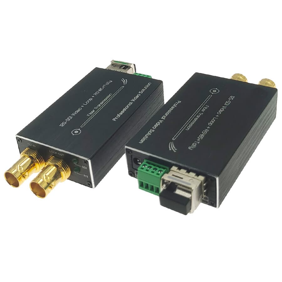 4K UHD 12G SDI Extender LC Fiber Optic Converter RS485 Transmitter Receiver Loop 6