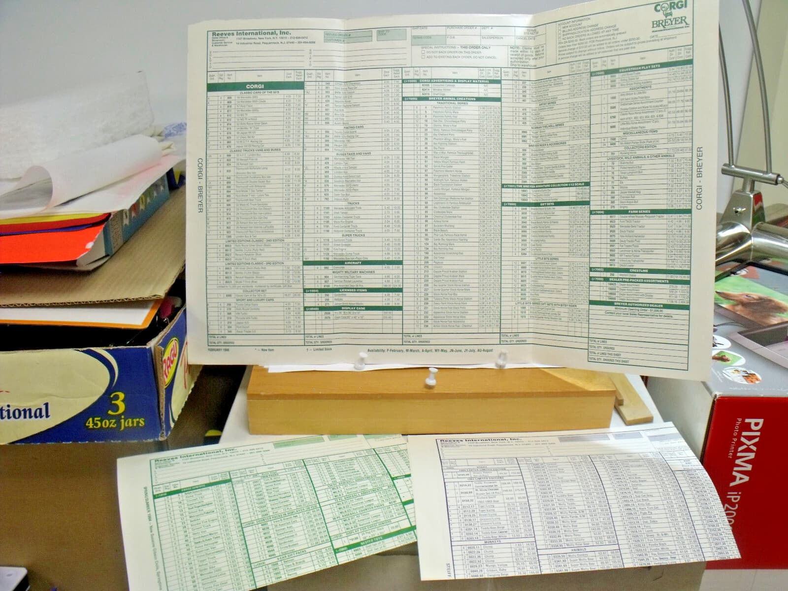 REEVES, STEIFF, CORGI & BRYER ORDER FORMS (3), EARLY 1980's. EXCELLENT CONDITION