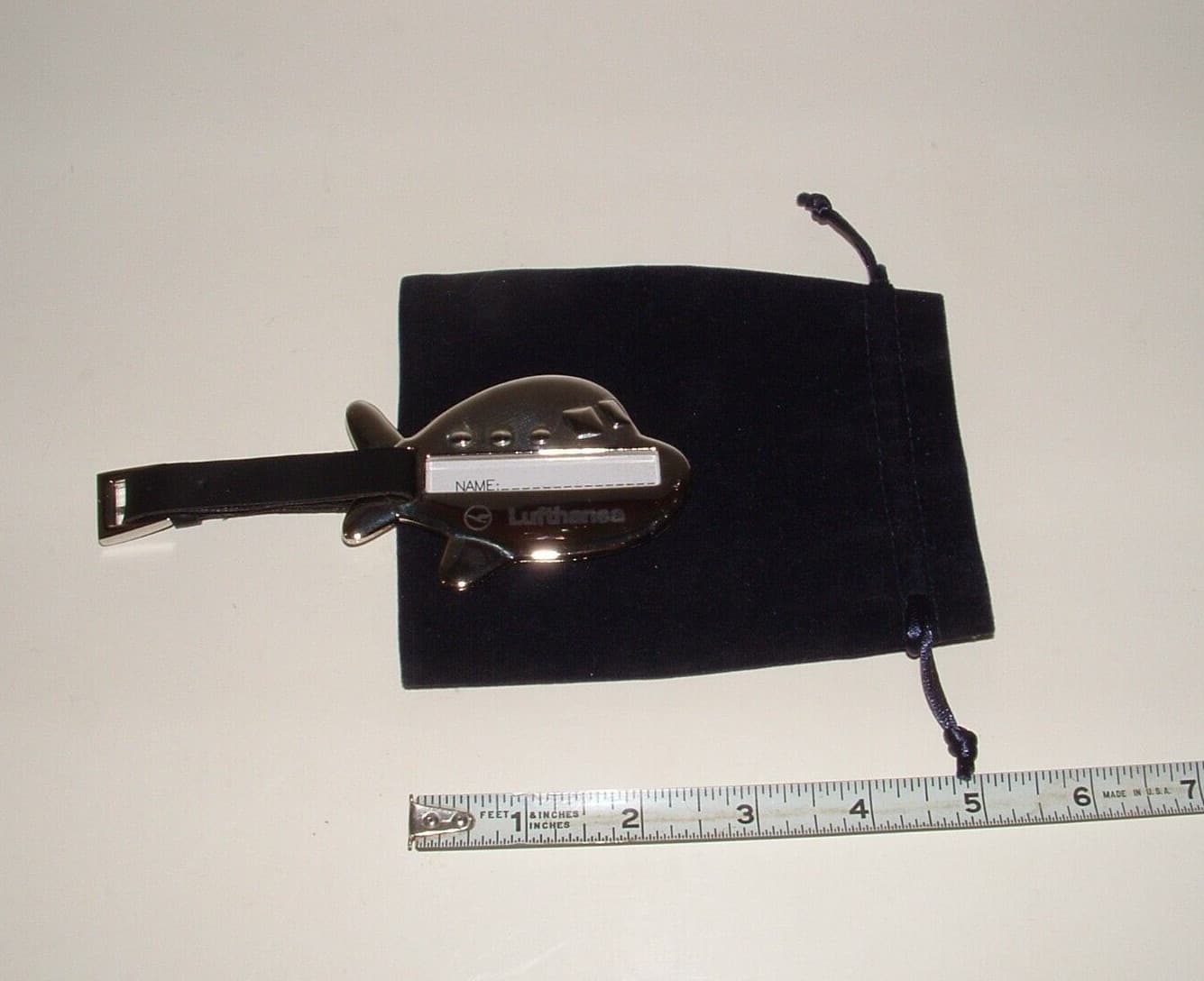 Lufthansa Airlines Airplane Shape Luggage Tag, Silver-tone, pre-owned (Unused) 6