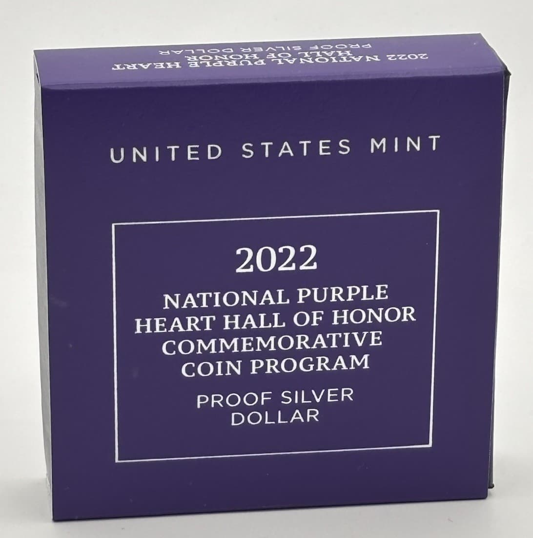2022 National Purple Heart Hall of Honor Proof  Silver $1 Dollar Coin OGP & COA