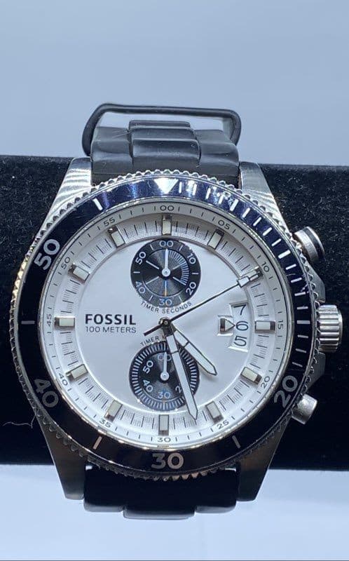 Fossil WAKEFIELD 45mm WR100M Chrono Date Quartz Stainless Steel Watch 222g