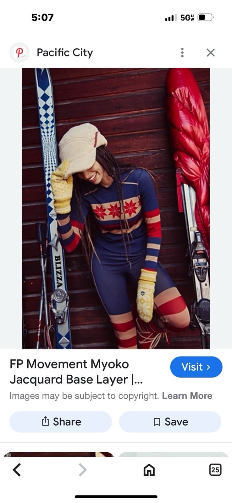 Free People Movement Myoko Jacquard Base Layer Top Blue Combo M/L 2