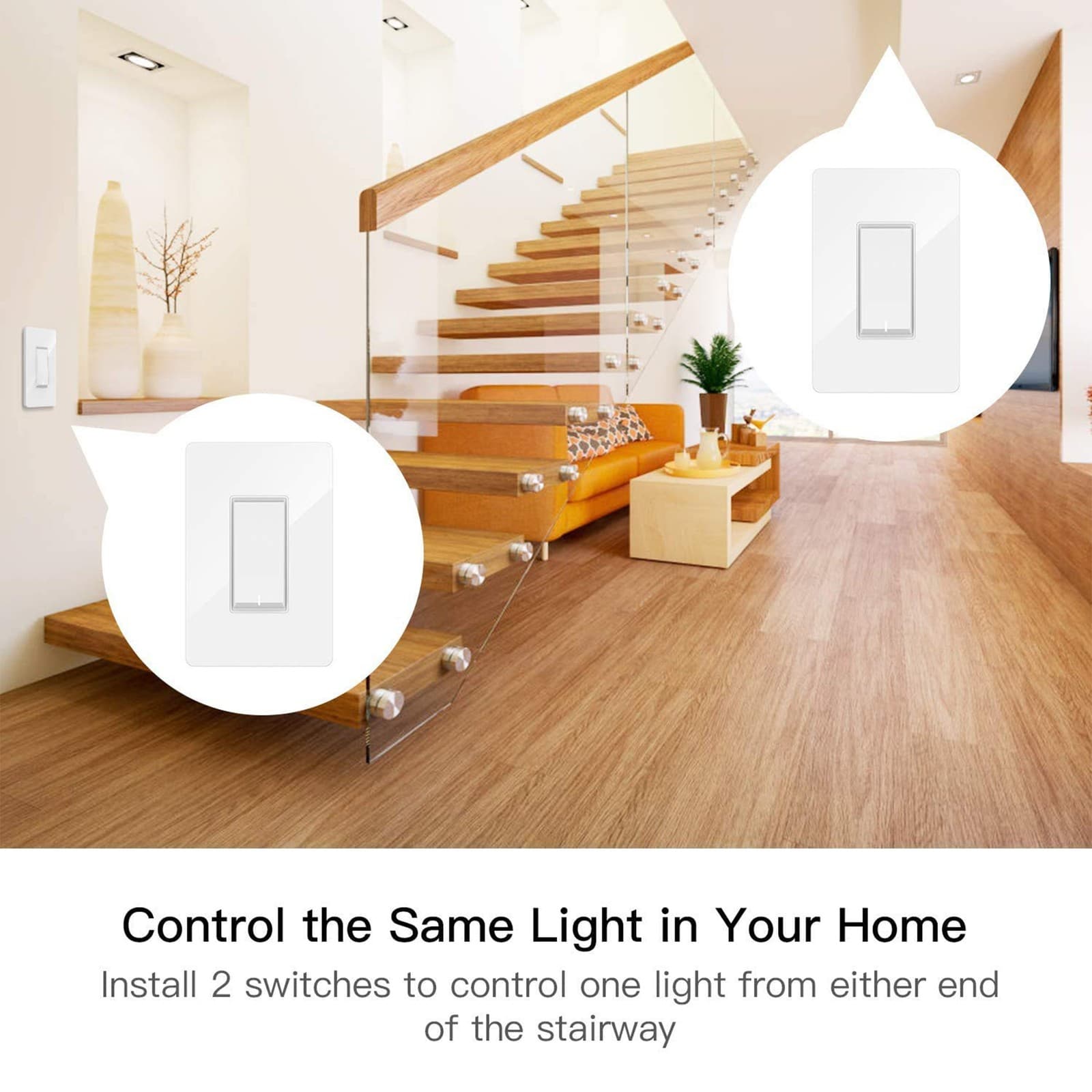 Treatlife 2.4Ghz Wifi Enabled 3 Way Smart Switch, Neutral Wire Required, 4 Pack 5