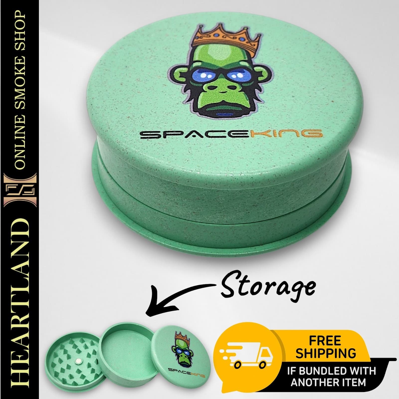2.5" Space King HEMP Biodegradable TRAVEL Tobacco Herb Spice Grinder Crusher