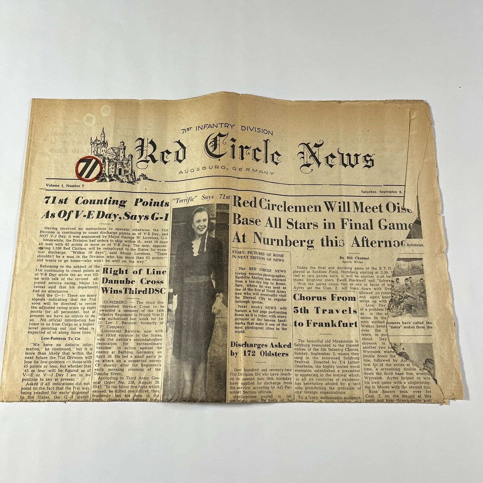Vintage WWII Red Circle News 71st Newspaper Milton Caniff Comic Sept. 8, 1945