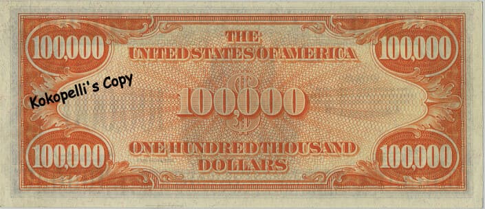 1934* $100,000 GOLD CERTIFICATE* Copy * Must Read ! 2