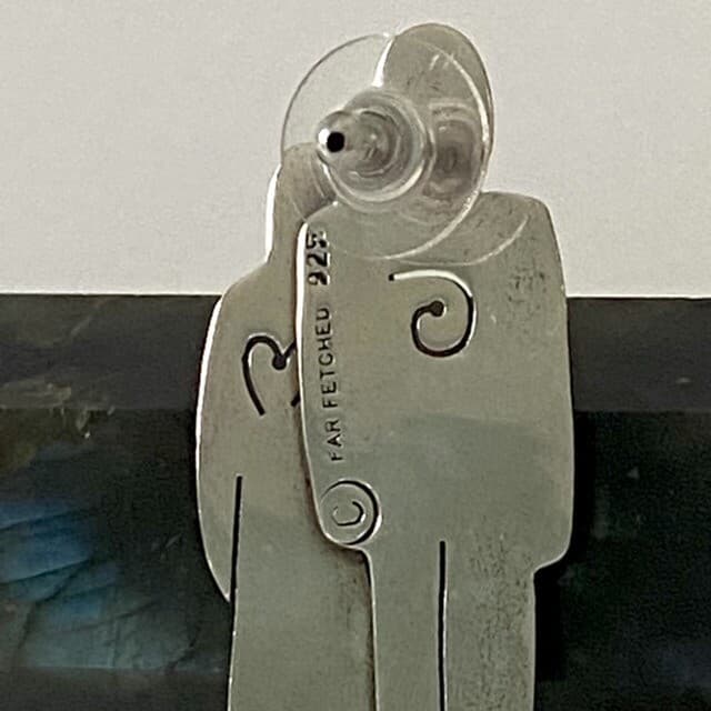 Sterling Silver 925 Far Fetched Family Pin Brooch 1.80" Family of 3 Brooch 6