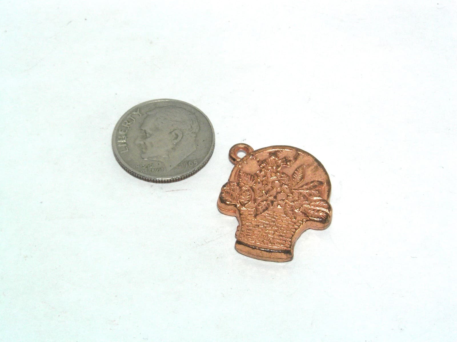 Vintage Mid Century CRACKER JACK Asbury Park Toy Prize CHARM Flower Basket RR