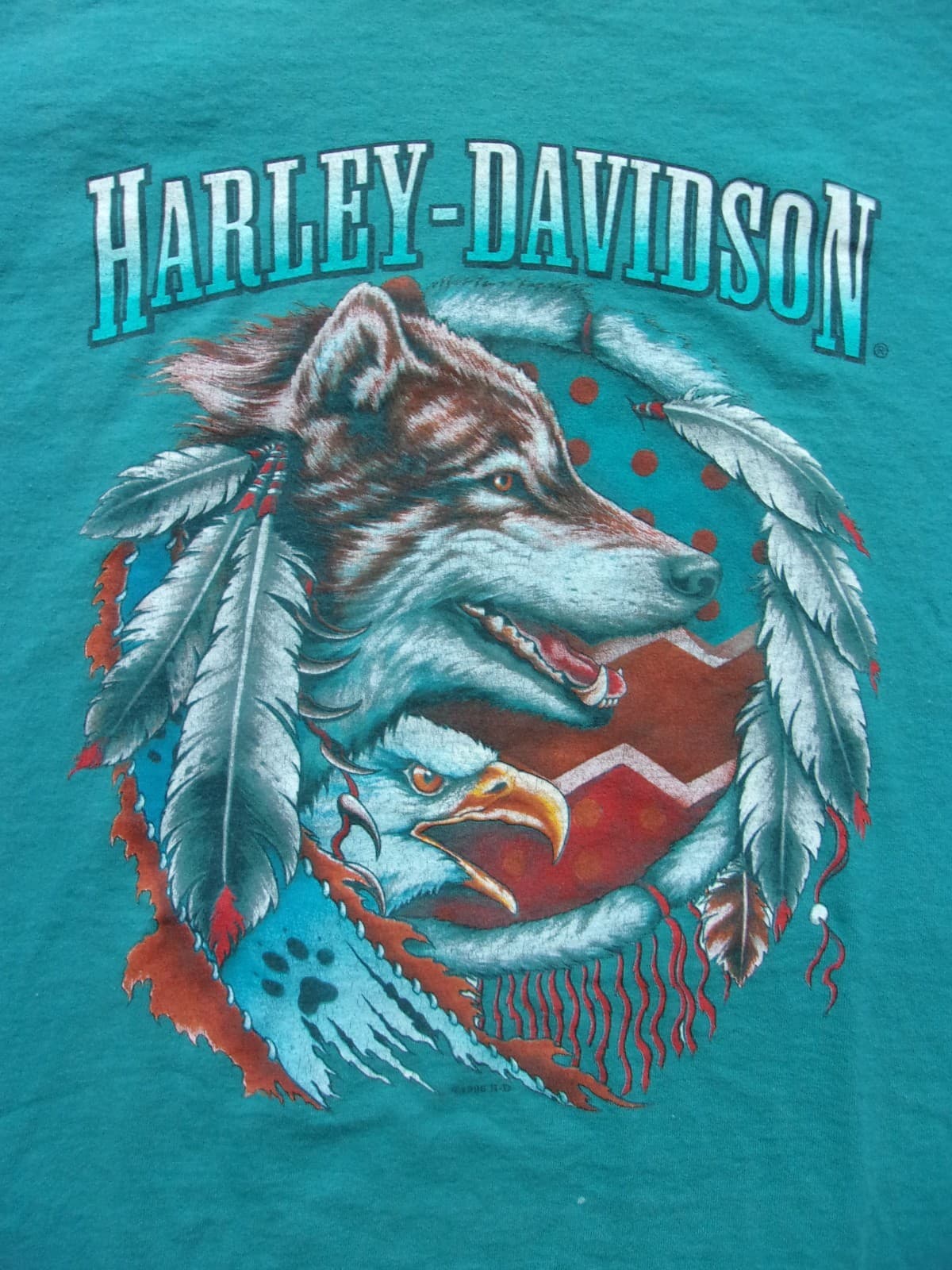 Harley-Davidson T Shirt Adult Sz XXL Rossiter's Sarasota, Fl Wolf/Eagle-Teal 2
