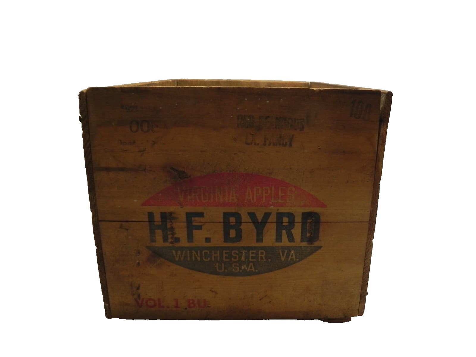 VINTAGE H.F. BYRD VIRGINIA APPLE CRATE WINCHESTER WEAR WRITING USED PRE-OWNED