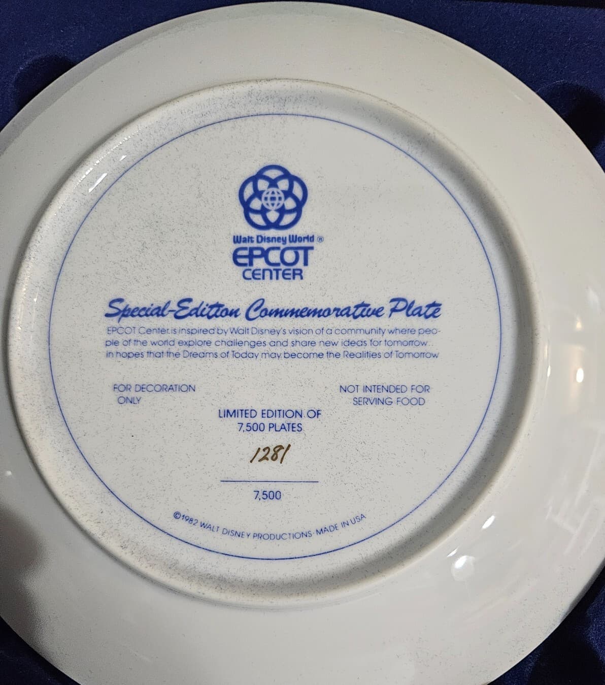 Disney EPCOT Center Opening Day Commemorative Plates Futureworld World Showcase 5