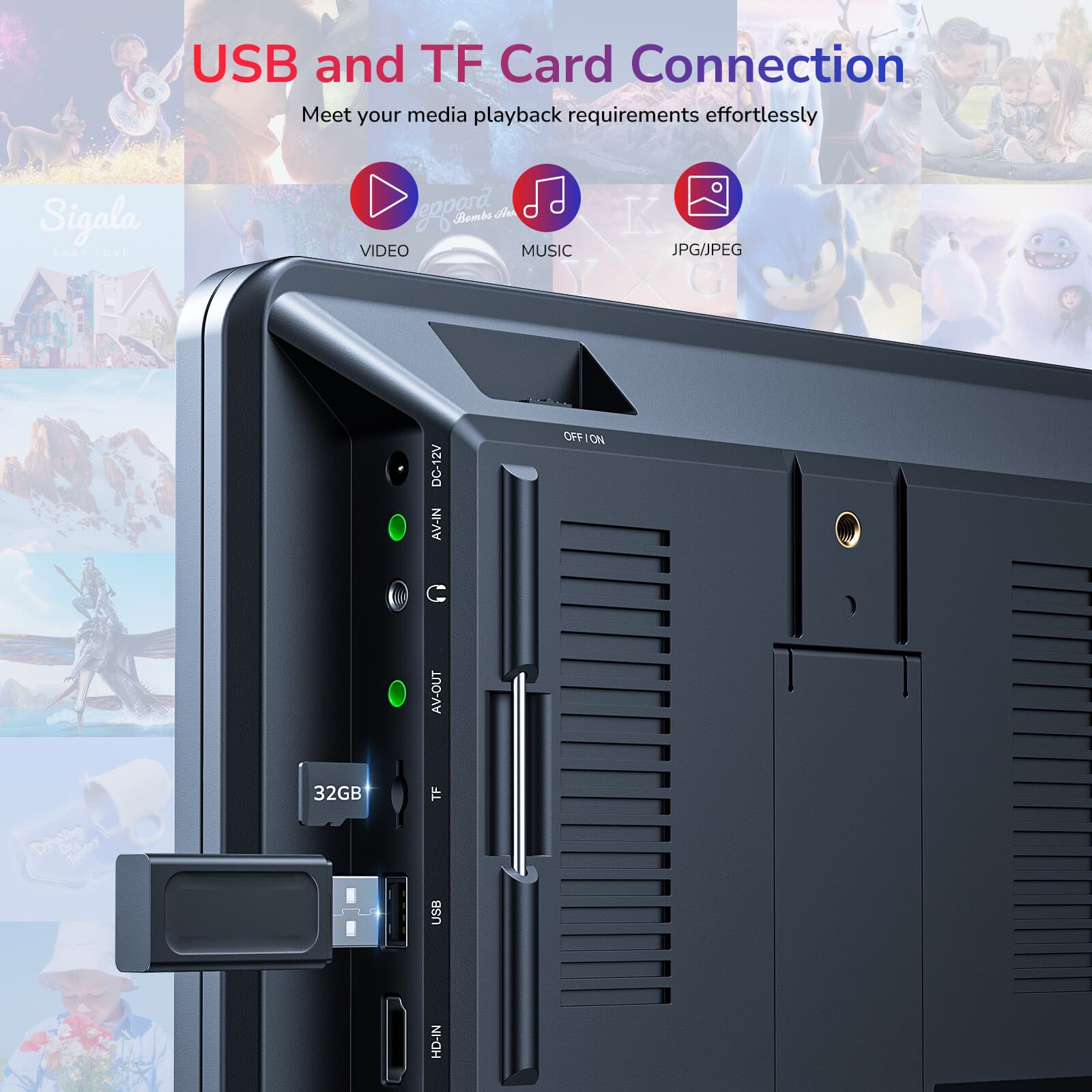 2 X 10.5" Portable DVD Player Car Headrest Monitor Dual Screen with Headset HDMI 6