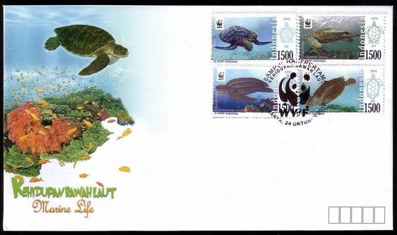 Indonesia - Indonesie Issue 2010-10-24 (FDC) WWF - Sea Turtles