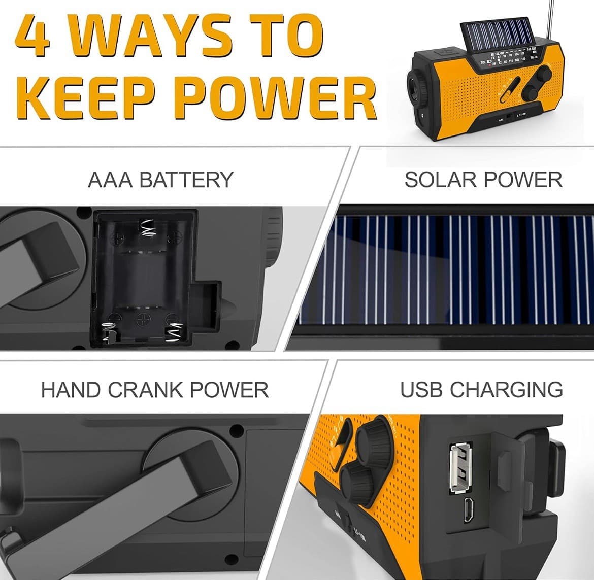 Emergency Crank Weather Radio, AM/FM/NOAA Hand Crank - Green 4