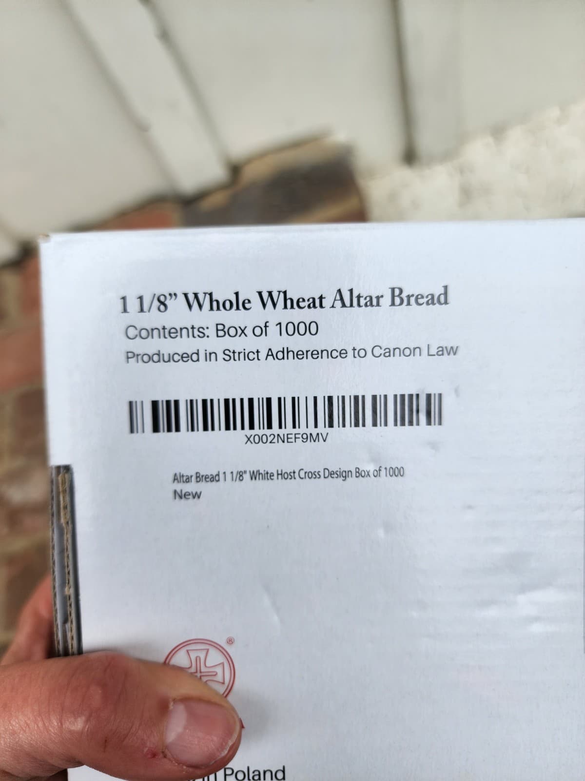 CHARISTIA 1970 Altar Bread 1 3/8" Whole Wheat Cross Design Box of 1000 Communion 3