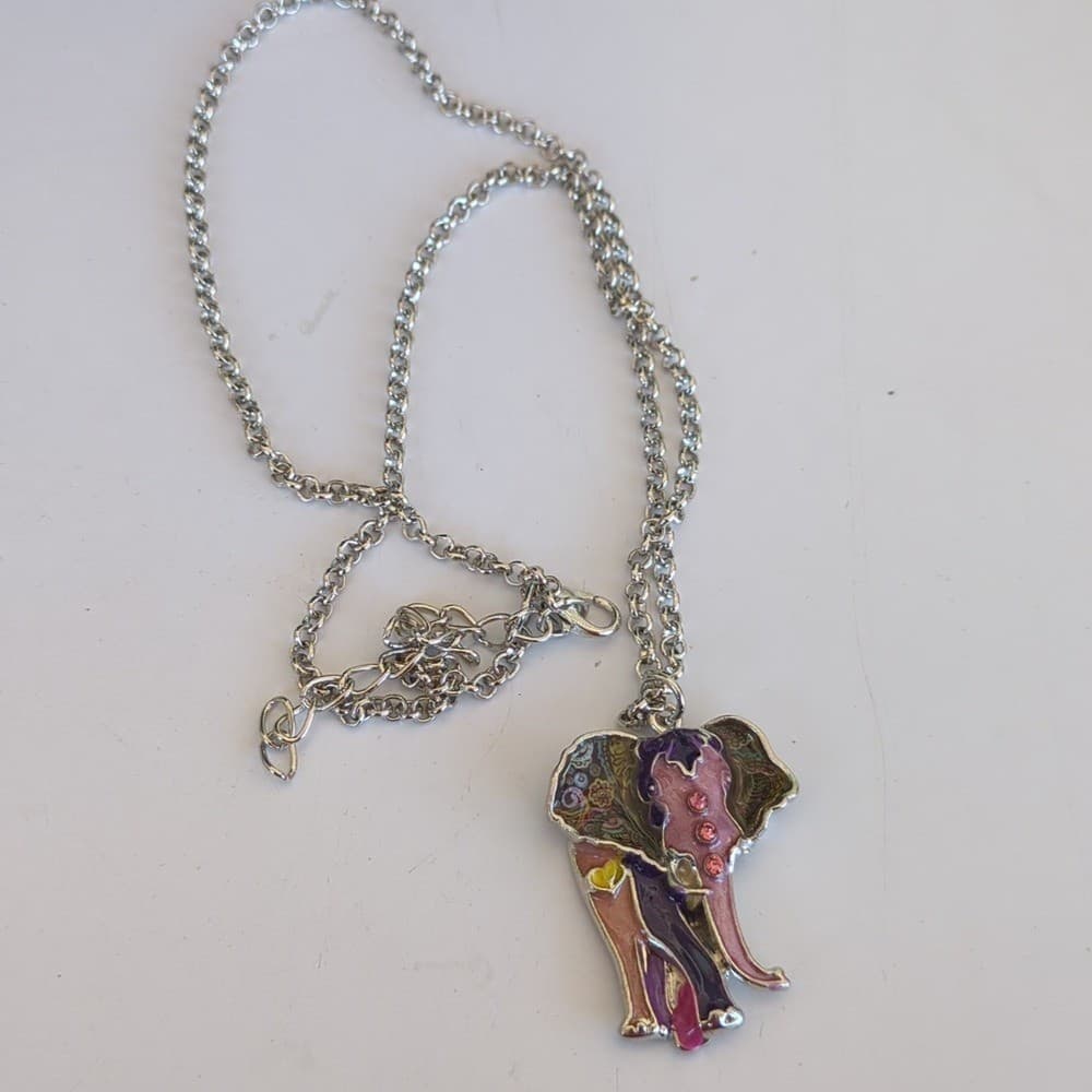 Enamel Alloy Crystal Africa Elephant Necklace Pendant Wild Animal Charms Jewelry 5