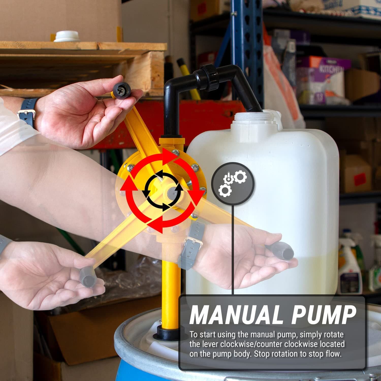 Chemical Resistant Fast Transfer 10 GPM Rotary-Action Drum Pump for 15 to 55 ... 3