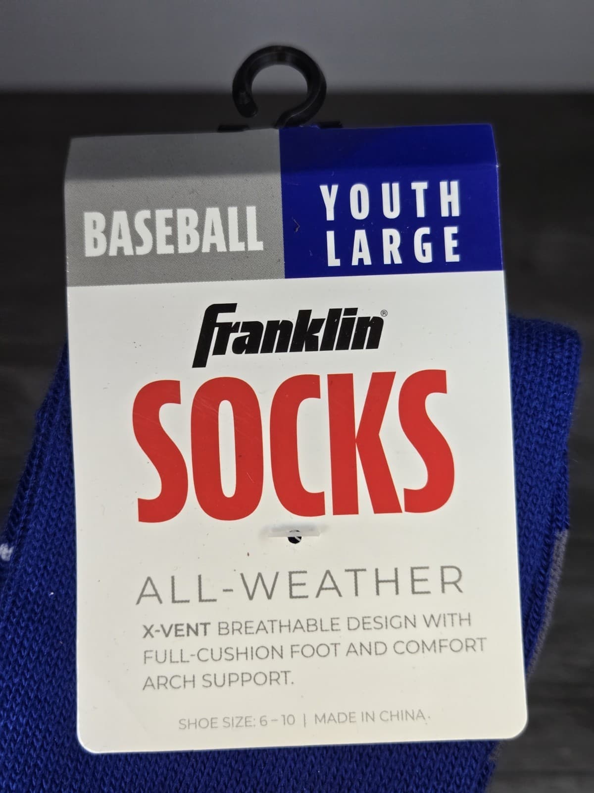 Franklin Youth Large Baseball Socks Royal Blue with Strip Shoe 1 Pair Size 6-10 3