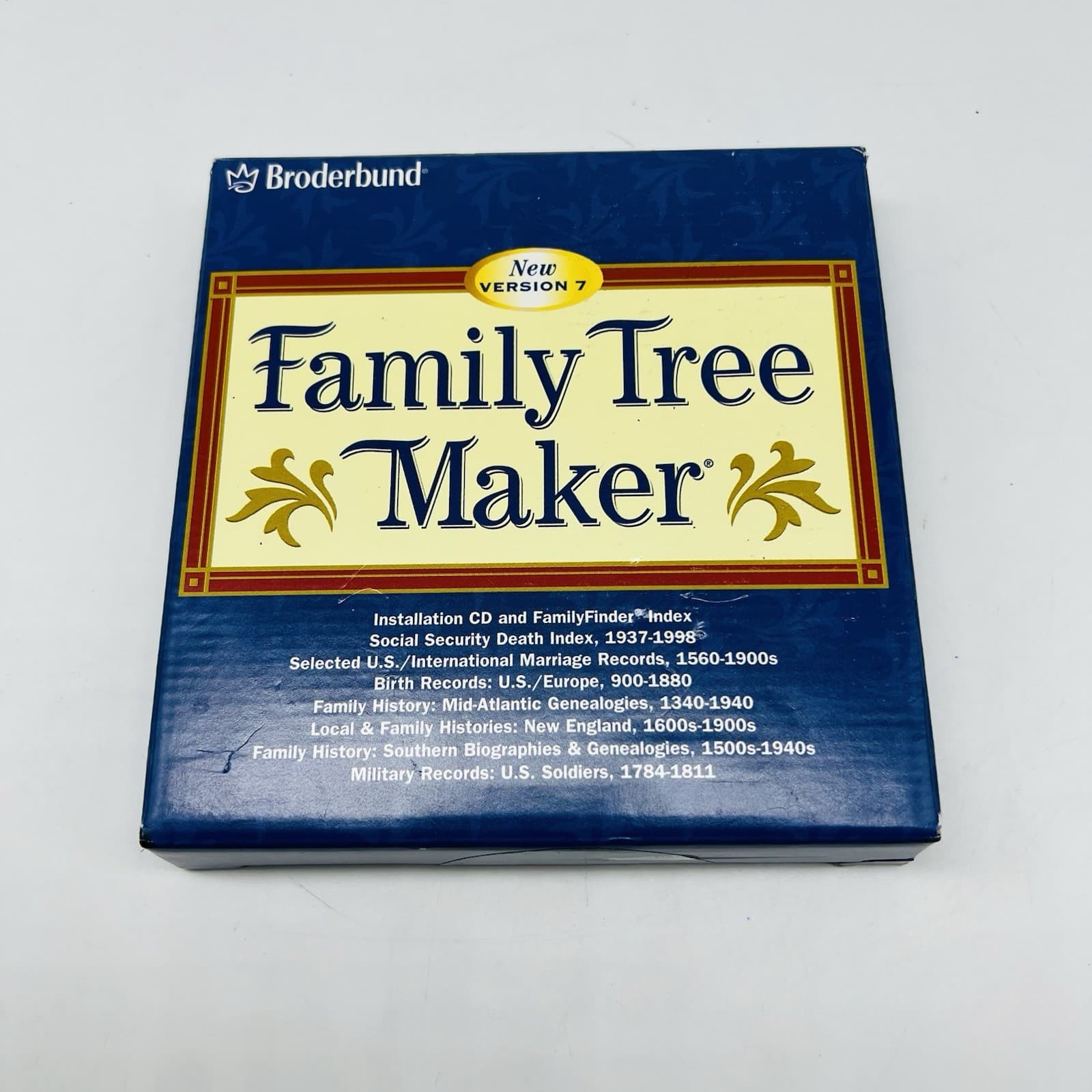 Broderbund Family Tree Maker - Version 7 -  Various Indexes/Records - New!