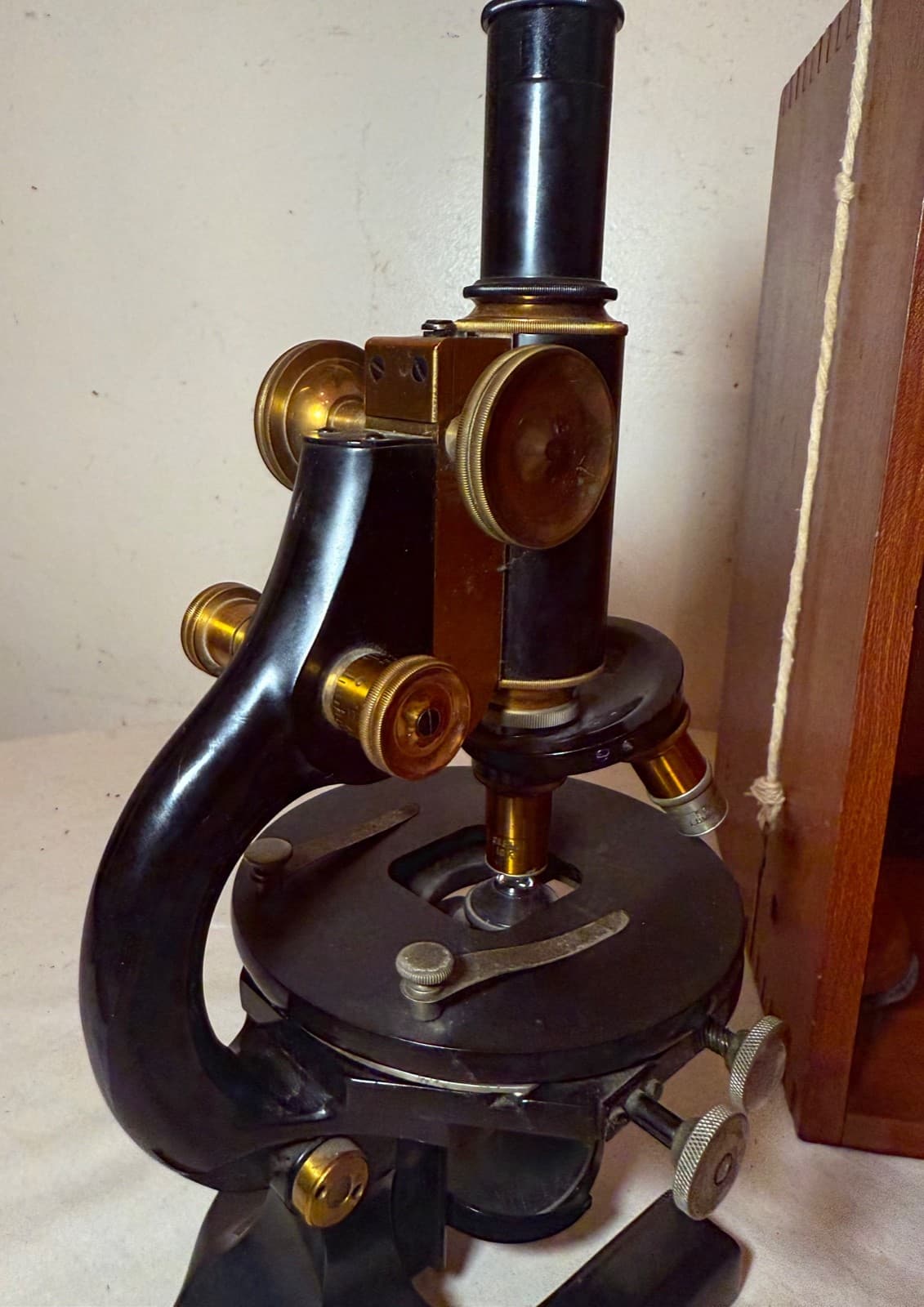 Antique lot brass A Spencer Buffalo lab microscope scientific instrument set 5