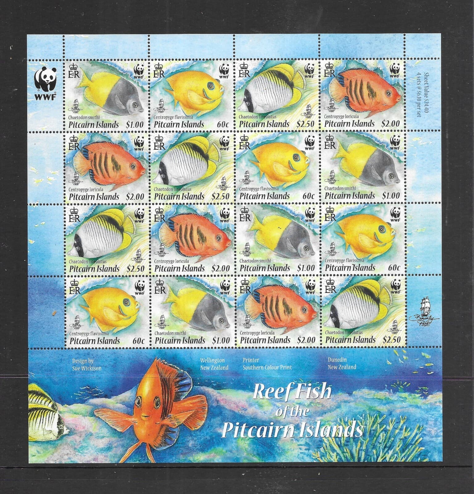 PITCAIRN ISLAND. 2010. WWW.FISH. MINISHEET. MINT FULL GUM. AS PER SCAN.