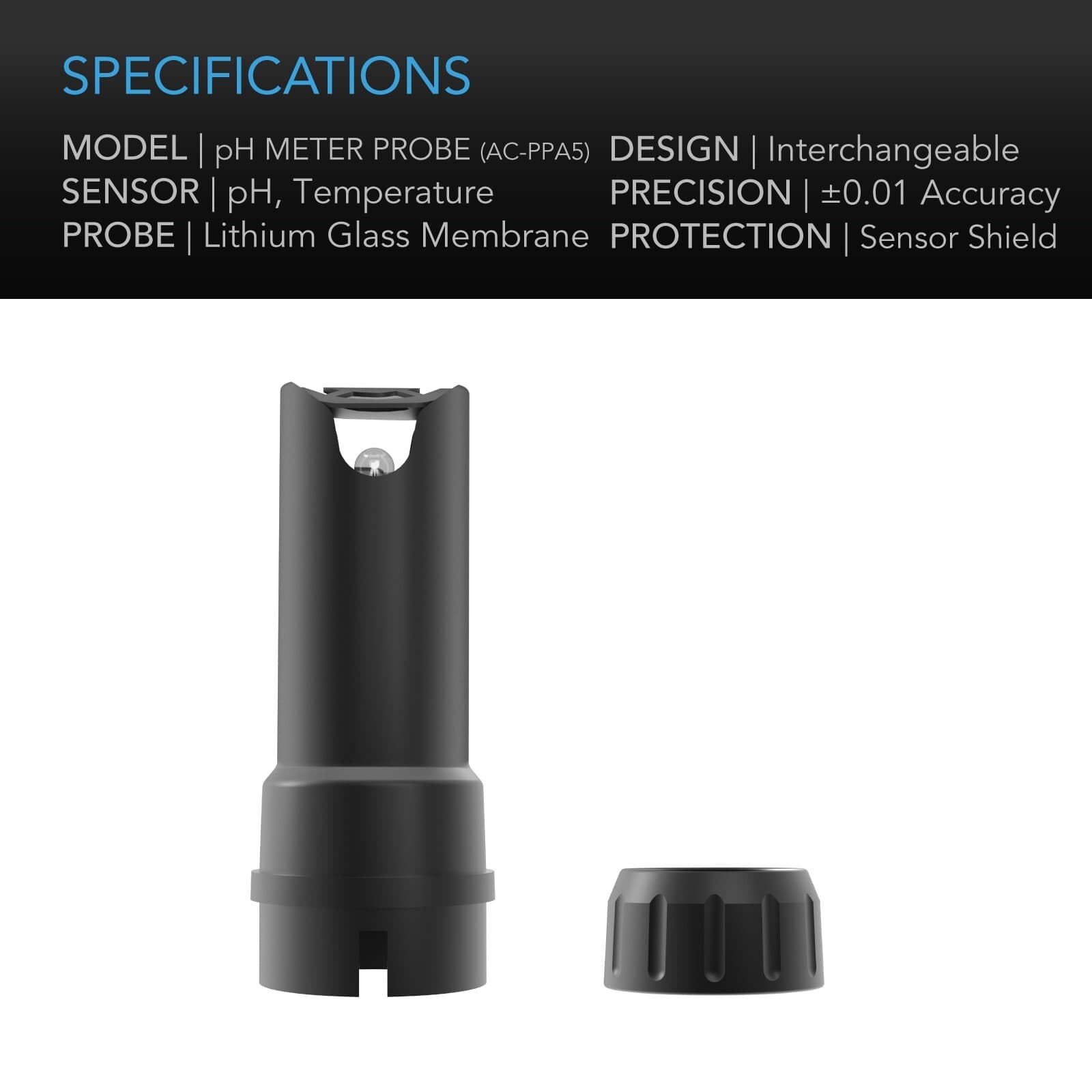 Replacement Sensor Probe for Digital pH Meter PRO Kit with ±0.01 pH Accuracy 4