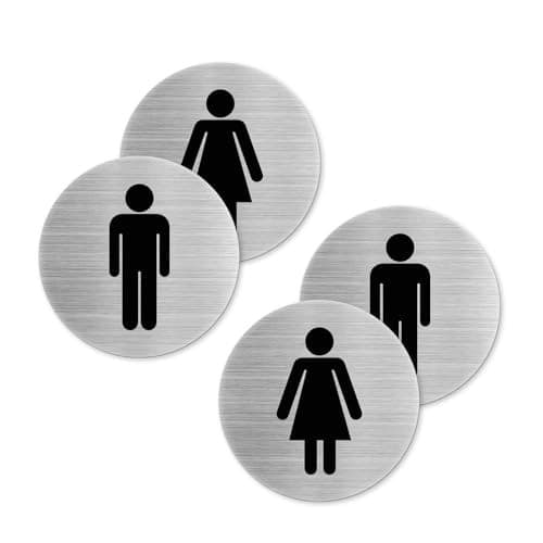 Toilet Signs 4 Inch Aluminum Self-Adhesive Man and Woman Waterproof WC Sign  2