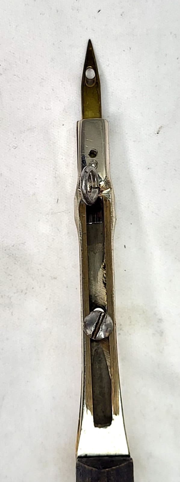 Antique Wood Shuttle Punch Sliding Needle Weaving Rug Hooking Tool pat1800s /S6 5